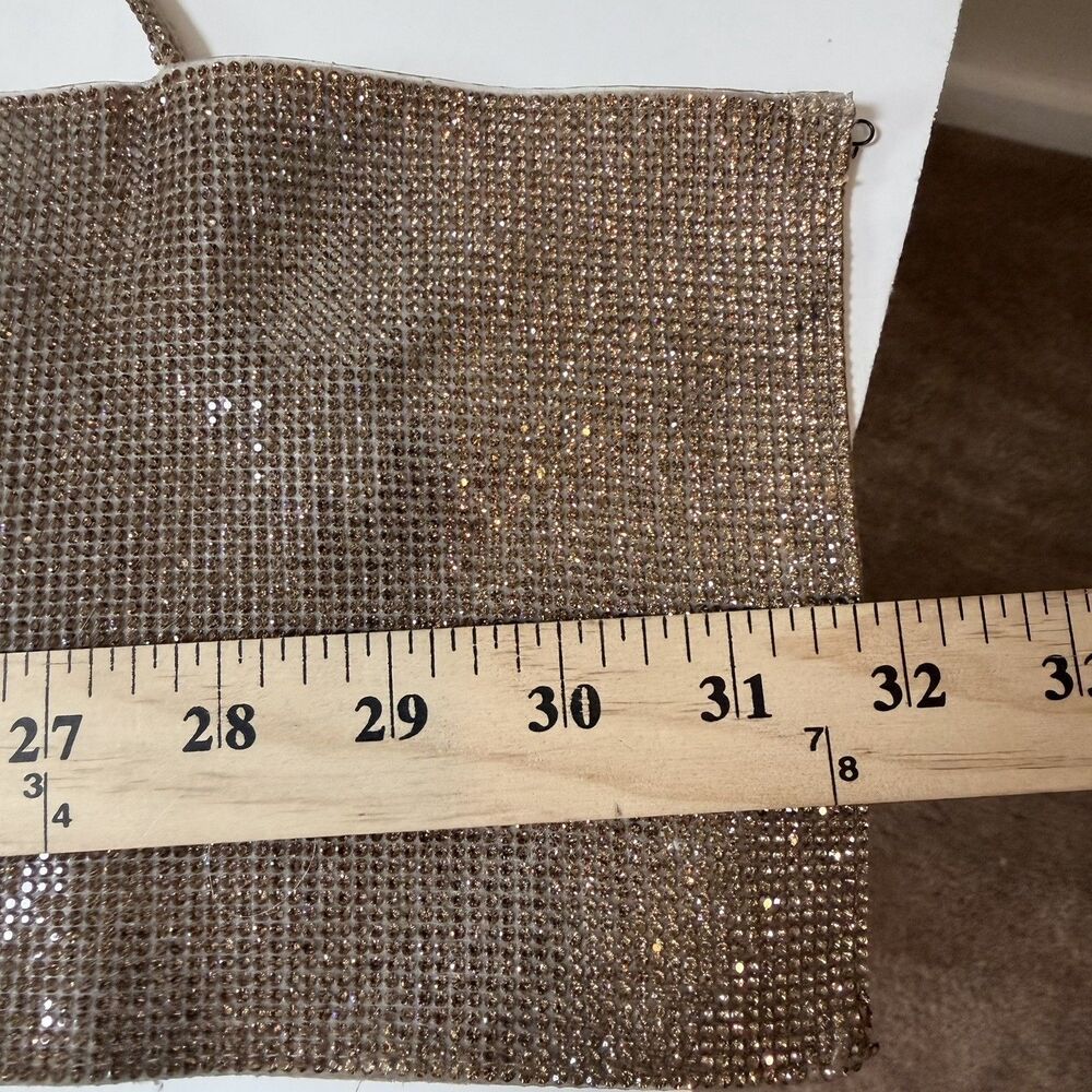 Zara SXS Gold Rhinestone Mesh Crop Top Sparkly Cami Party Club Festival Y2K Glam - Picture 10 of 14